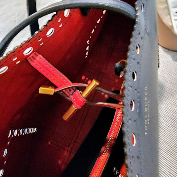 Tory Burch Leather Block T Brogue Tote - Picture 14 of 14